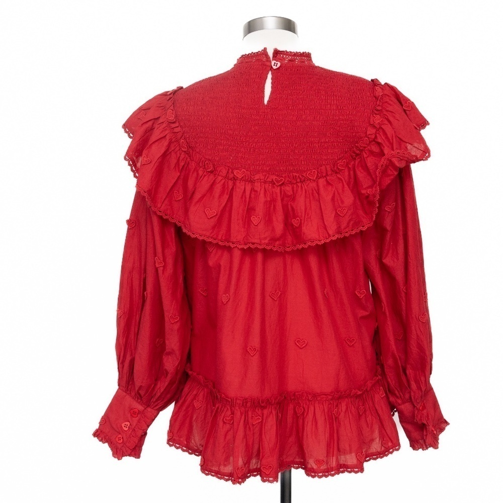 FARM Rio Red Ruffled Peasant Blouse - Picture 10 of 14